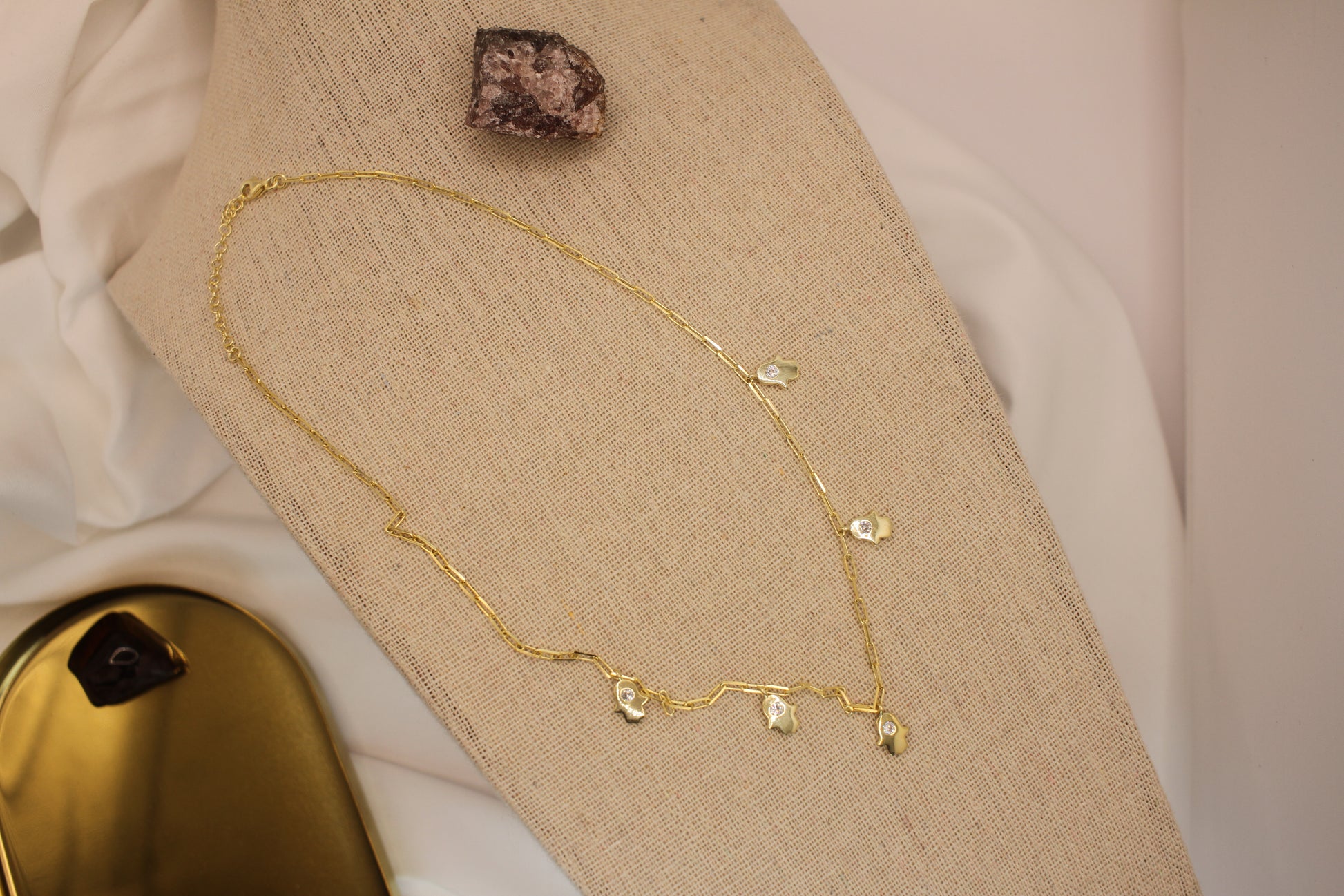 Hamsa Gold Necklace - Luna by Cinthia Garcia
