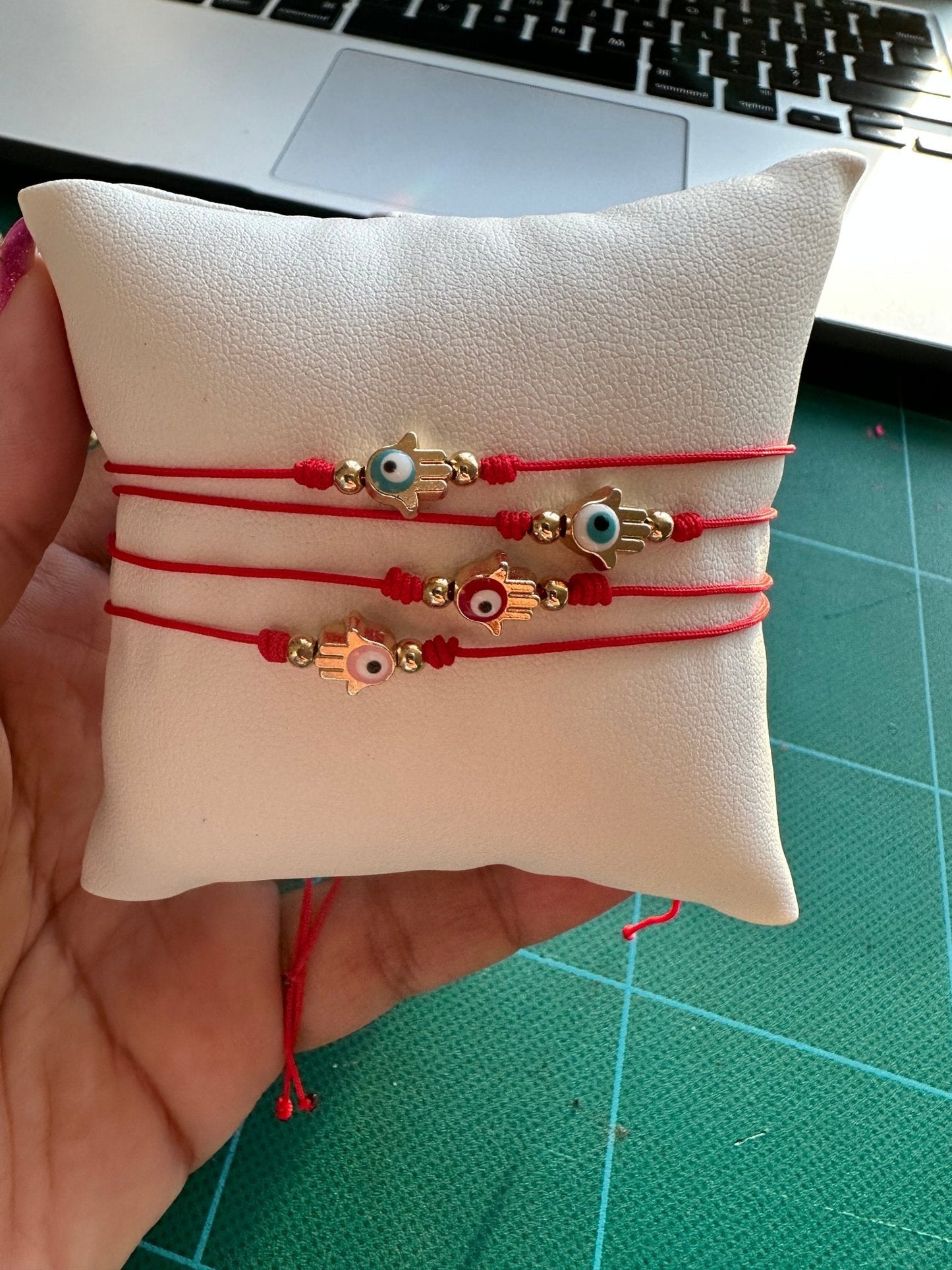 Hamsa red Bracelet - Luna by Cinthia Garcia