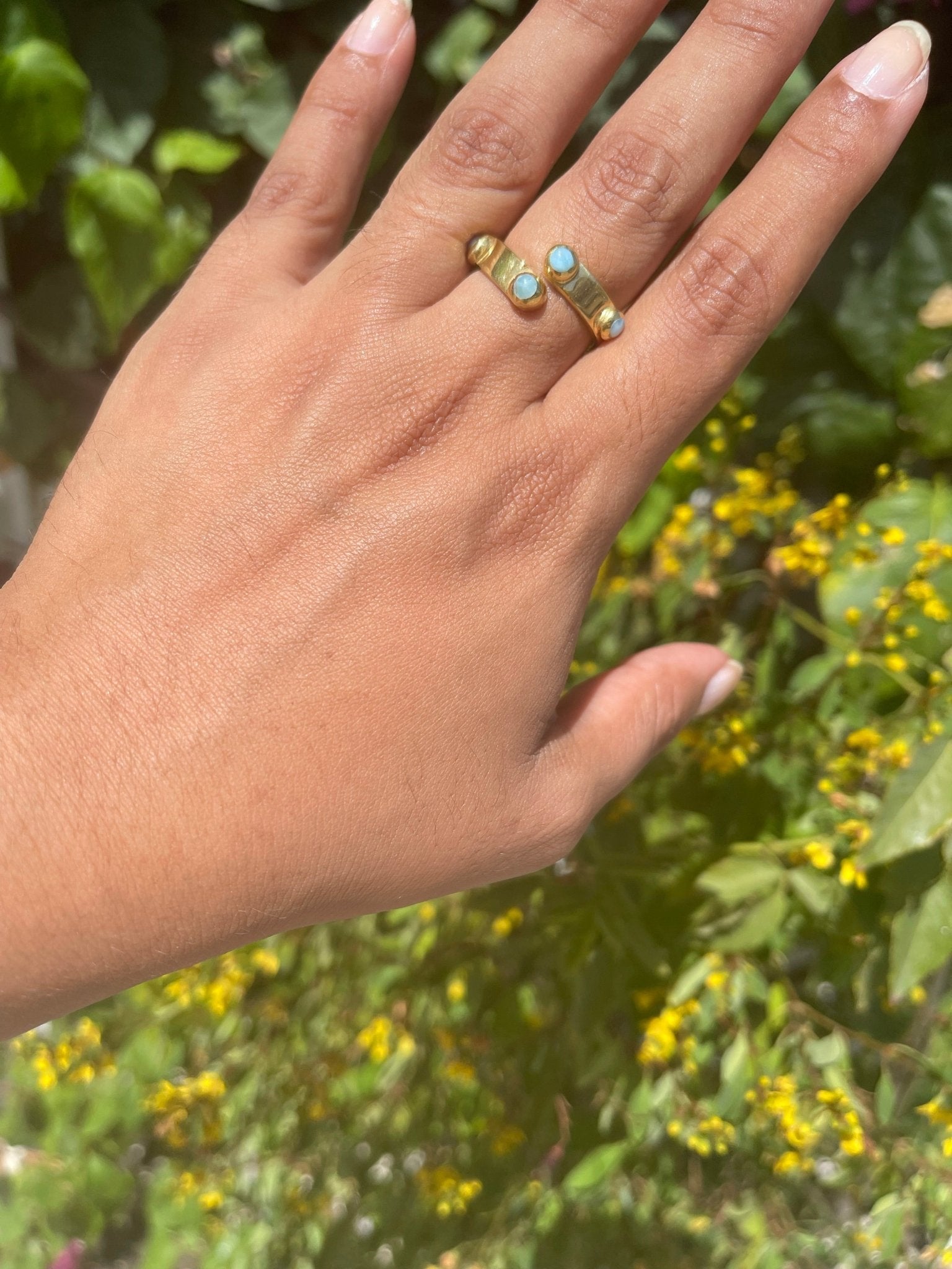 Larimar Double Ring - Luna by Cinthia Garcia