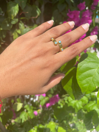 Larimar Double Ring - Luna by Cinthia Garcia