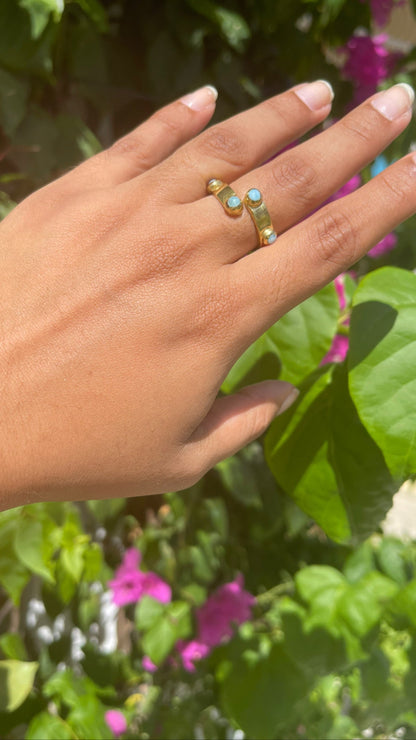 Larimar Double Ring - Luna by Cinthia Garcia