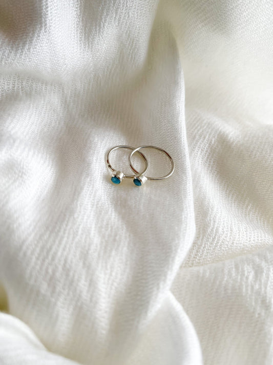 Minnie Mini Larimar and Amber Rings, Sterling Silver Gemstone Rings, Boho Jewelry, Dainty Rings, Beach Inspired - Luna by Cinthia Garcia